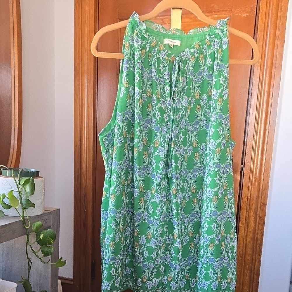Max Studio Spring Gteen Floral Sleeveless Blouse 2X